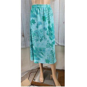 Pendleton Floral Print Maxi Skirt M Vintage Side Slits Pull on Elastic Waist